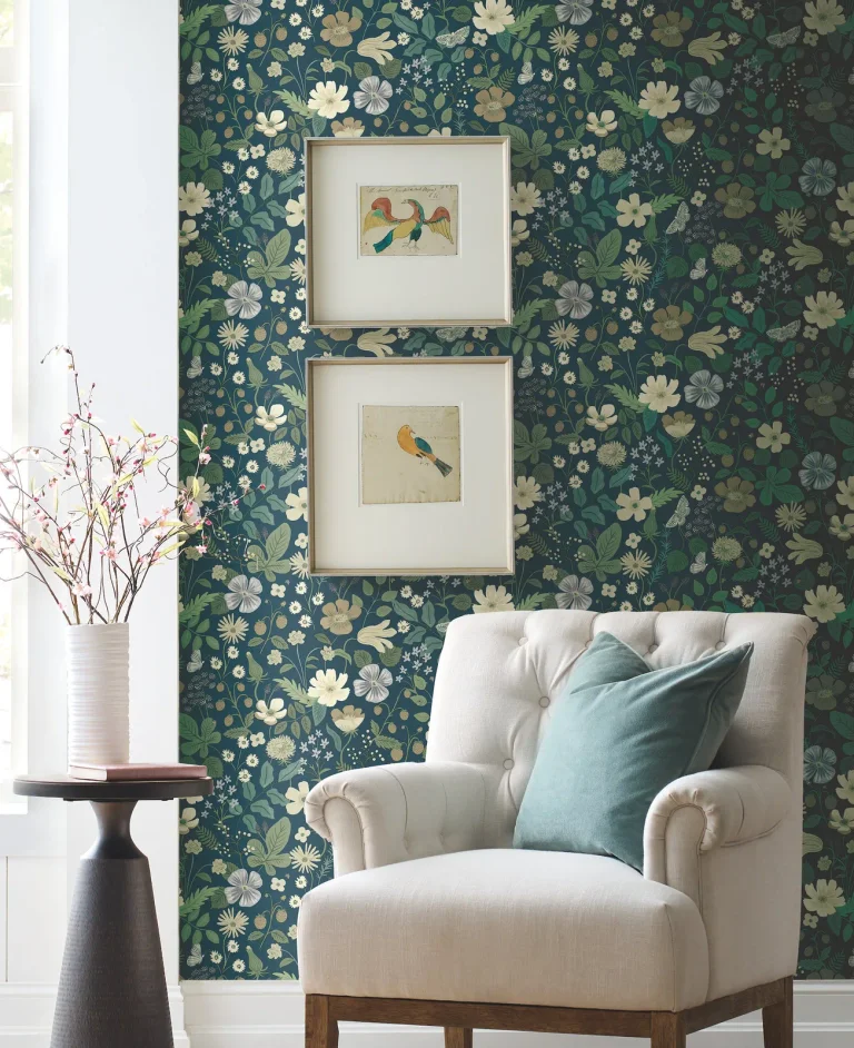 Rifle Paper Co. Strawberry Fields Wallpaper - Teal — Ảnh 3