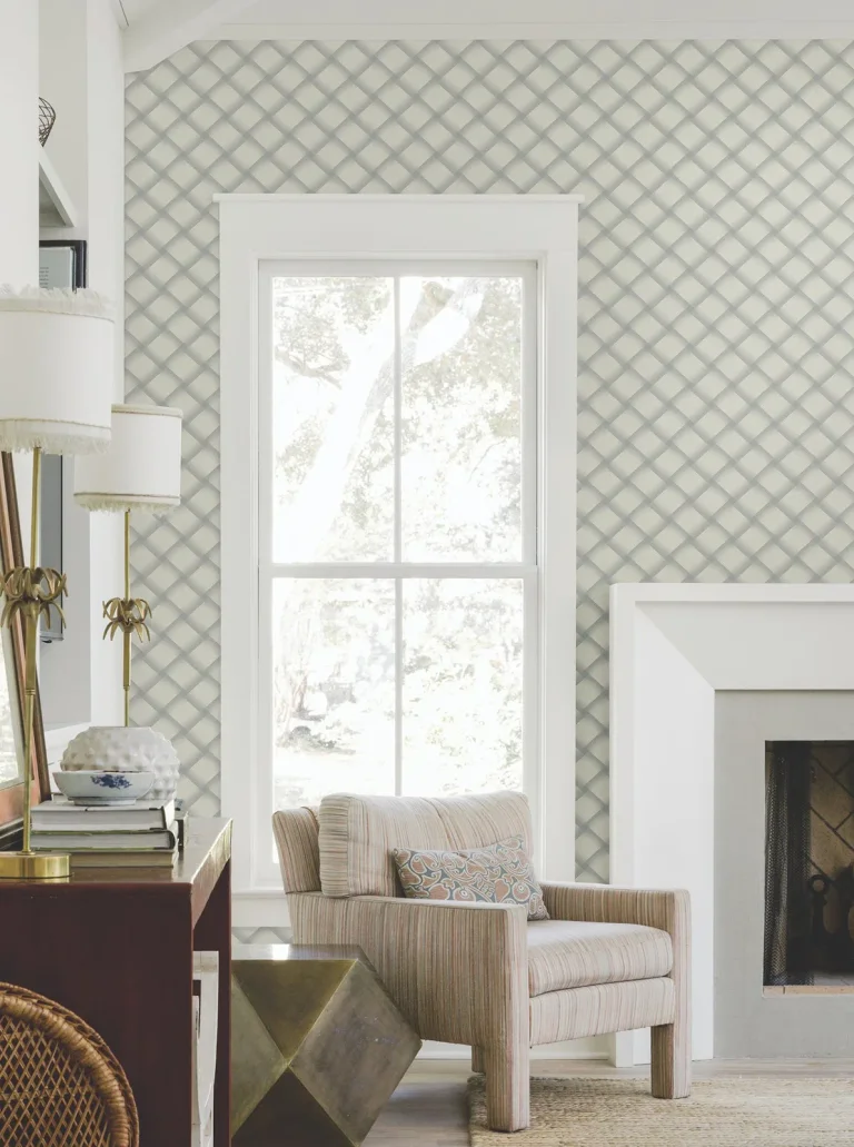 Candice Olson Bayside Basket Weave Wallpaper - Smokey Blue — Ảnh 4