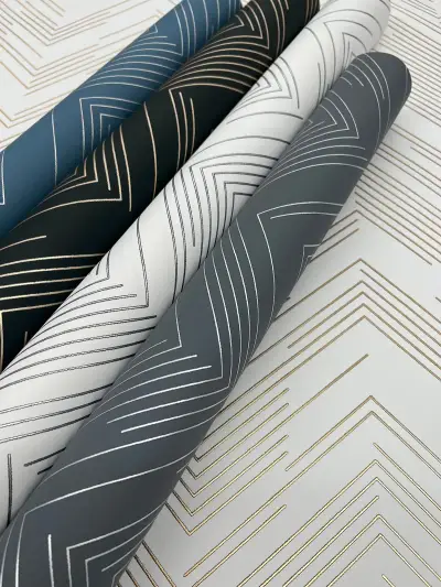 Polished Chevron Wallpaper - White/Gold