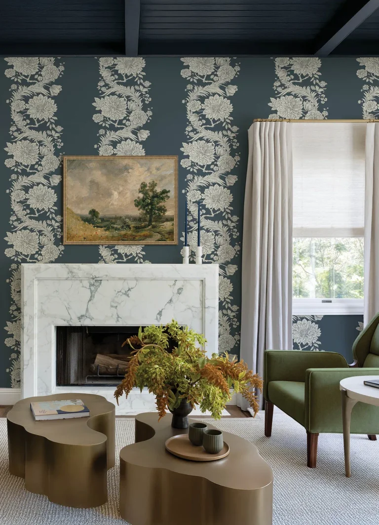 Chris Loves Julia Gisela Floral Columns Wallpaper - Blue — Ảnh 5