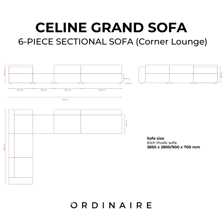 CELINE SOFA - 6-PIECE SECTIONAL SOFA (Corner Lounge) — Image 11