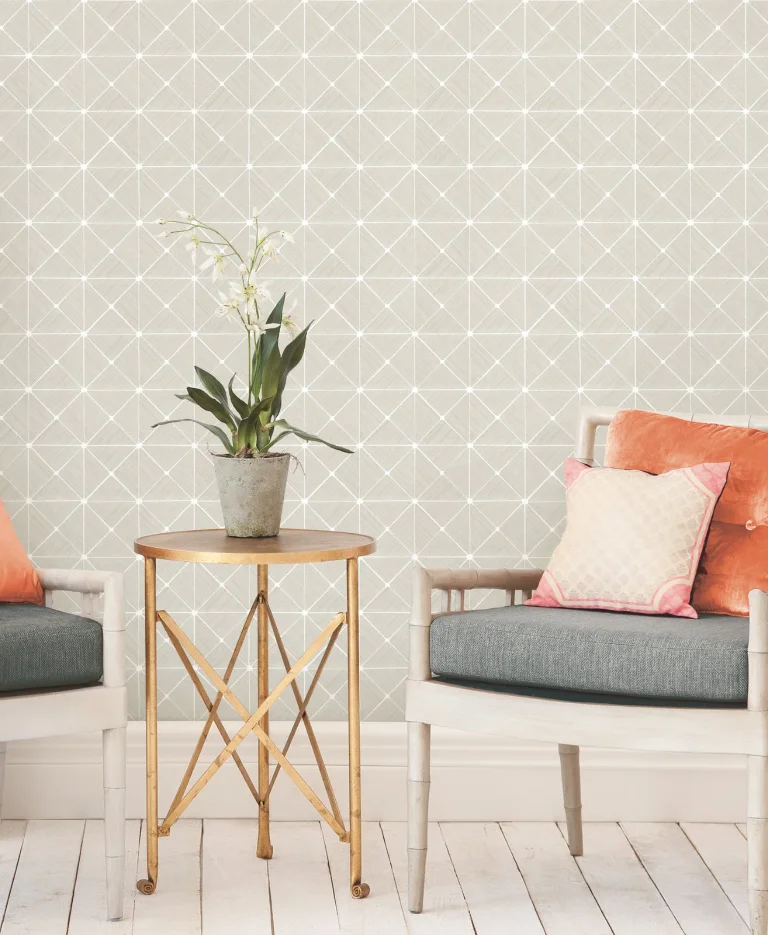 Double Diamonds Peel and Stick Wallpaper - Off-White — Ảnh 3