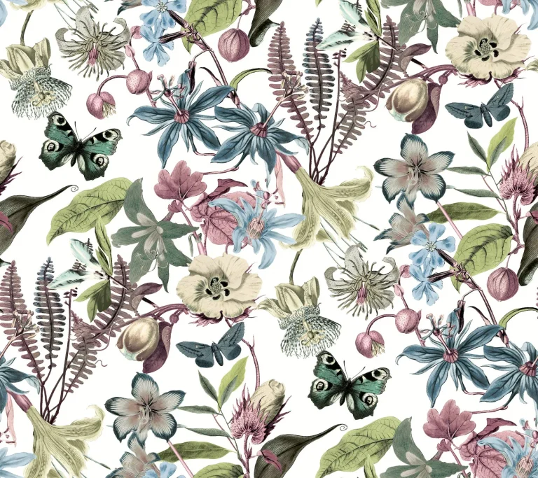 Butterfly House Wallpaper - White/Fuchsia — Ảnh 5
