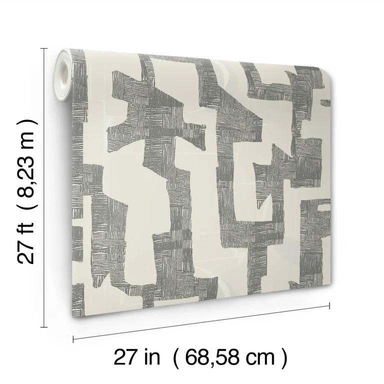 Modern Tribal Wallpaper - Linen/Charcoal — Ảnh 4