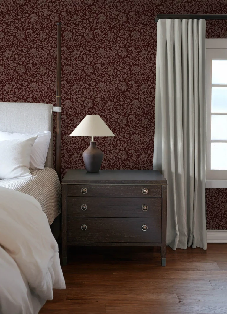Chris Loves Julia Hague Floral Trail Wallpaper - Burgundy — Image 5