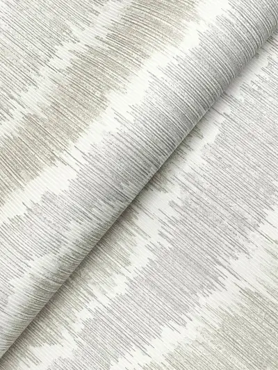 Wiggle Ikat Stripe Wallpaper - Natural/Grey