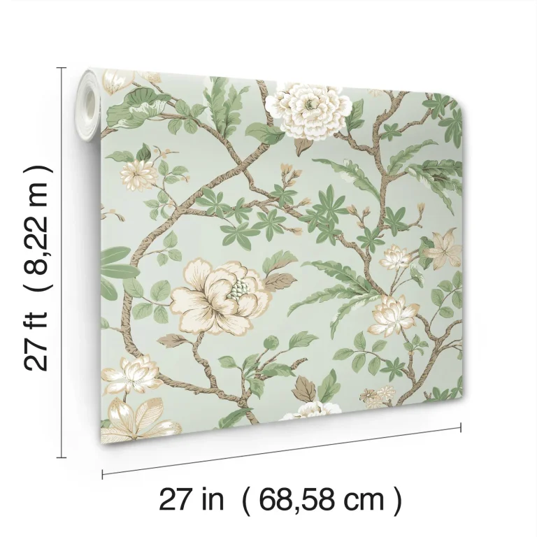 Ronald Redding Courtyard Botanical Wallpaper - Pale Blue — Ảnh 3