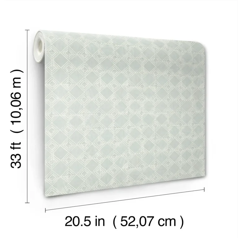 Chesapeake Button Block Geometric Wallpaper - Aqua — Image 7