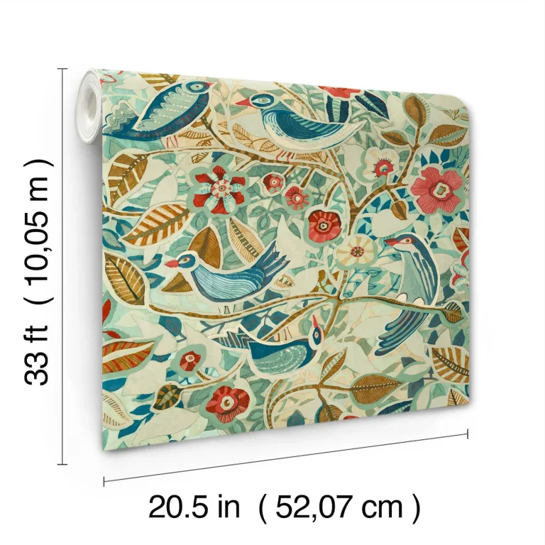 Manette Birds in the Bush Wallpaper - Red/Blue — Ảnh 5