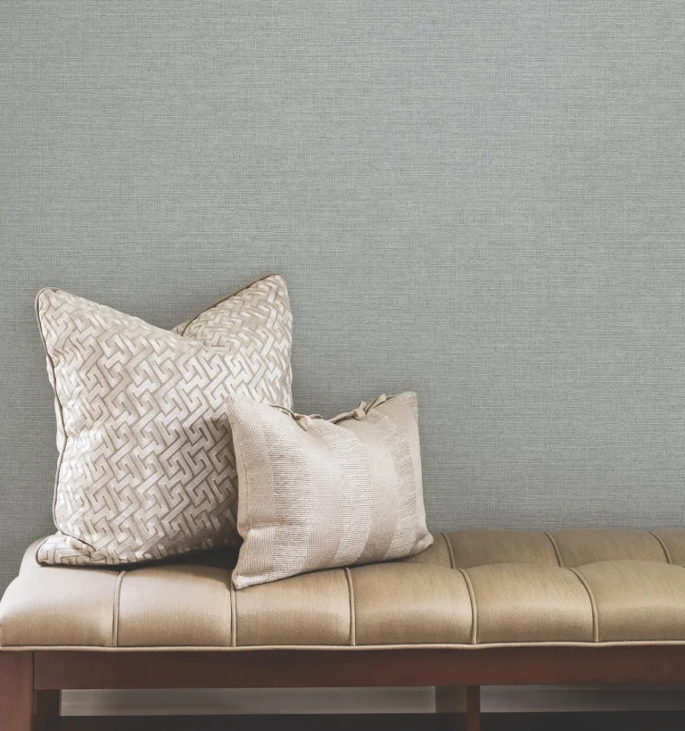 Terrene Faux Linen Wallpaper - Light Blue — Ảnh 5