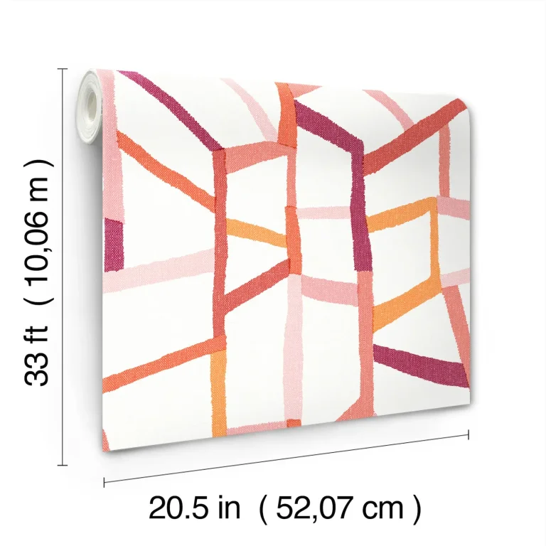 Tate Geometric Linen Wallpaper - Pink — Ảnh 3