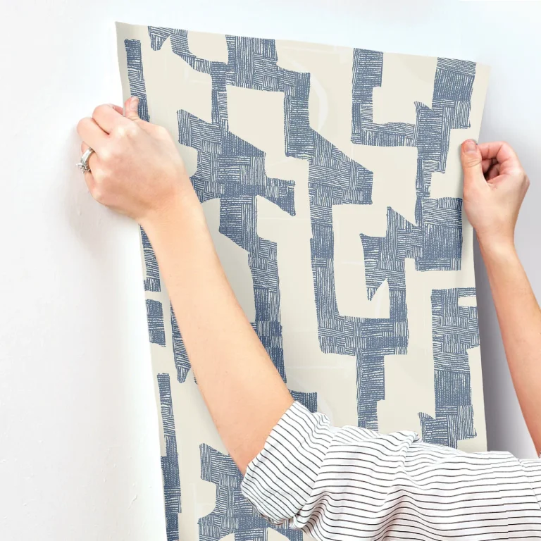 Modern Tribal Wallpaper - Almond/Navy — Ảnh 4