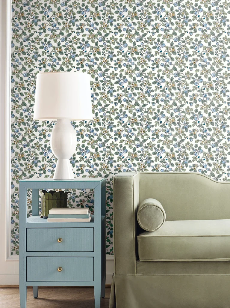 Framboise Berry Vines Wallpaper - Blue — Ảnh 3