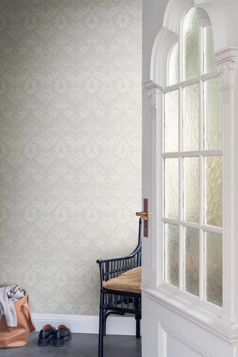 Myrtle Floral Ogee Wallpaper - Dove