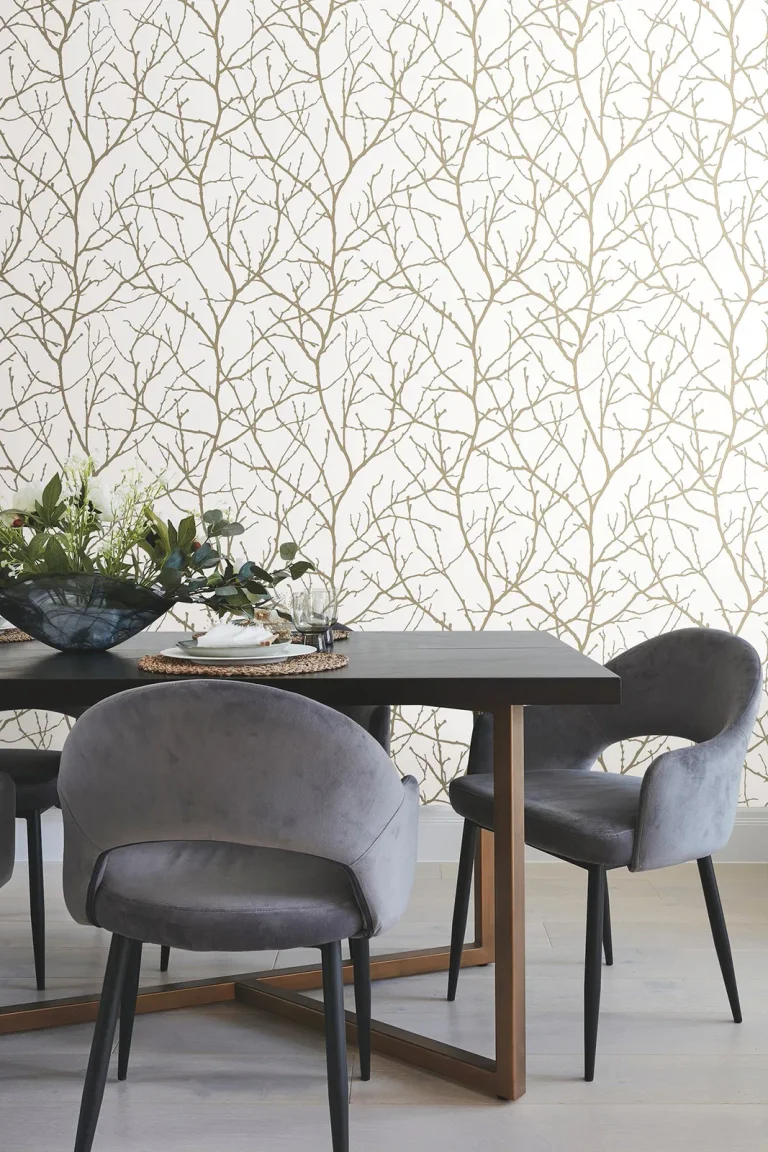 Trees Silhouette Wallpaper - White/Gold — Ảnh 3