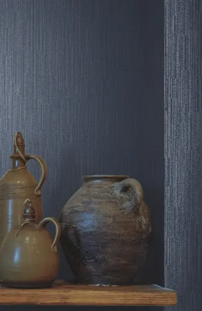 Ronald Redding Weekender Weave Wallpaper - Indigo/Silver