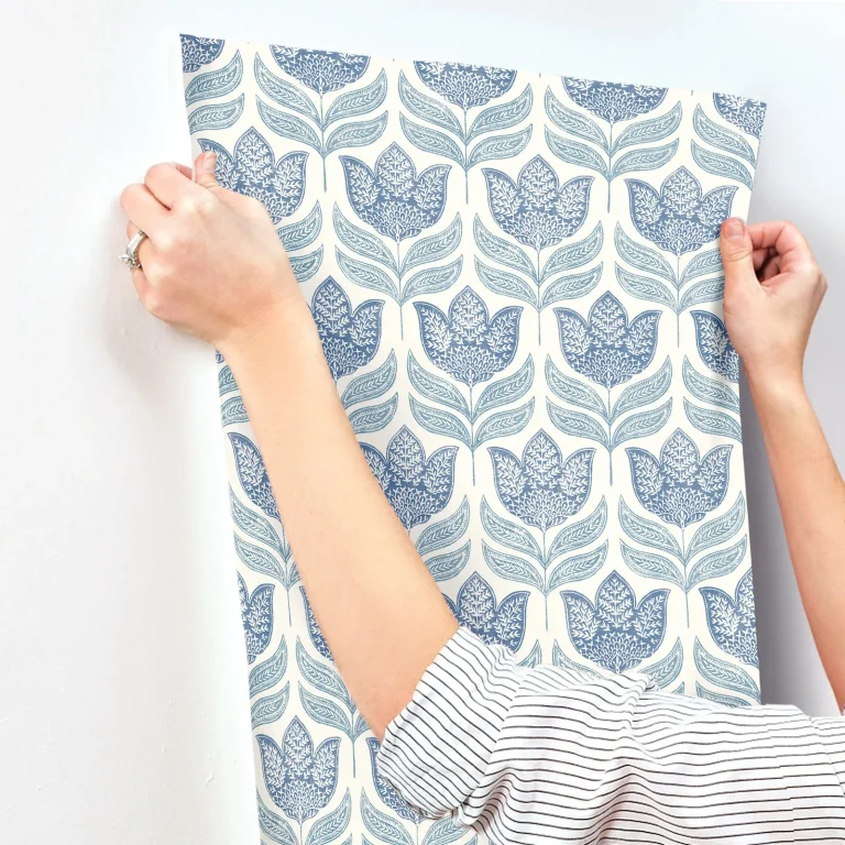 Chesapeake Cathal Tulip Block Print Wallpaper - Blue — Ảnh 6