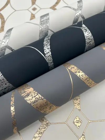 Graceful Geo Wallpaper - Smoke/Gold
