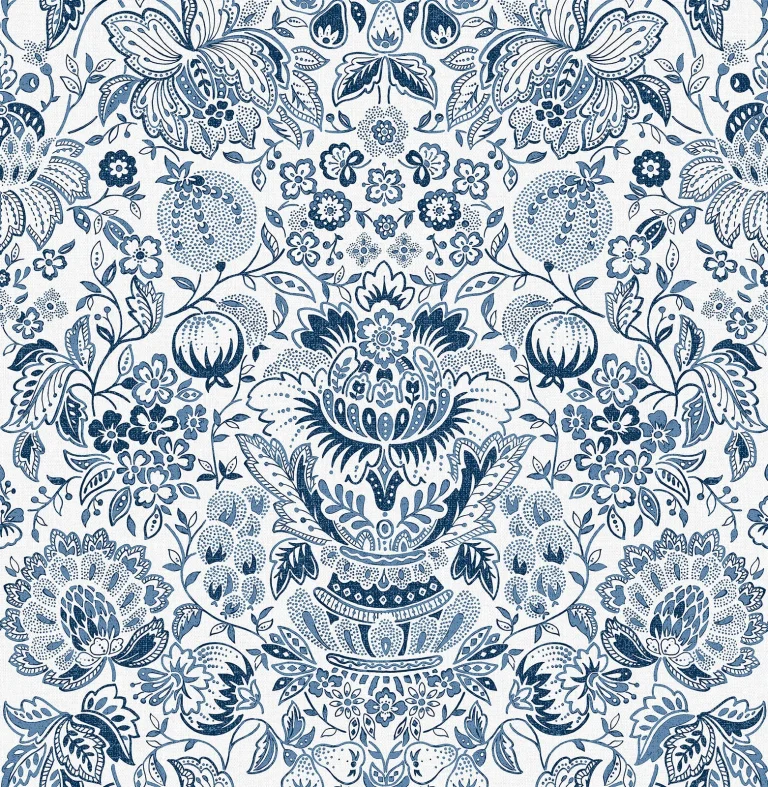 Blanche Floral Damask Wallpaper - Blue — Ảnh 3