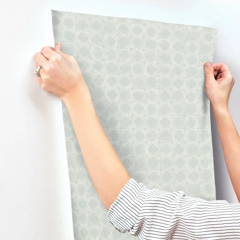 Chesapeake Button Block Geometric Wallpaper - Aqua — Image 4