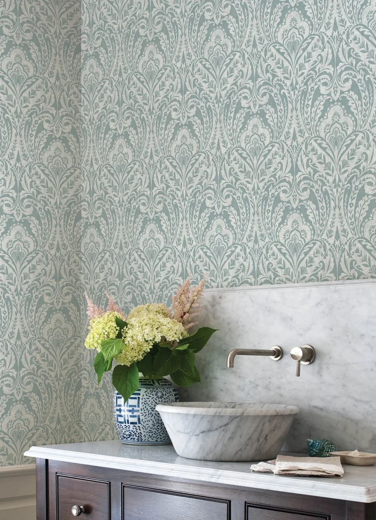 Berkshire Damask Wallpaper - Denim — Ảnh 2