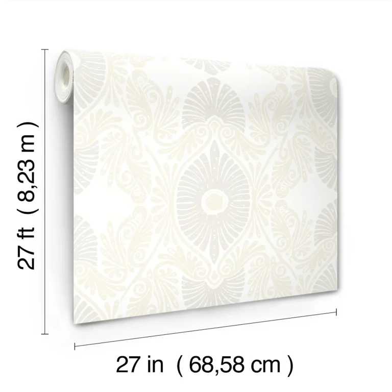 Villa Embellished Ogee Wallpaper - Bone — Ảnh 6
