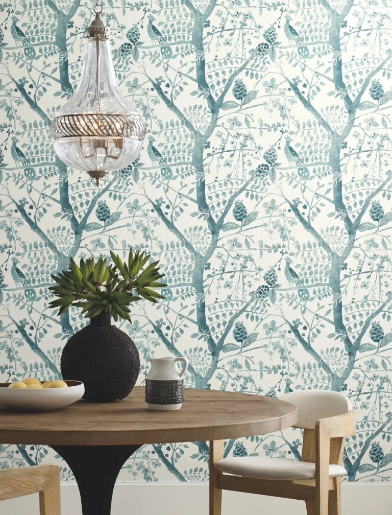 Peacock Block Print Wallpaper - Teal — Ảnh 3