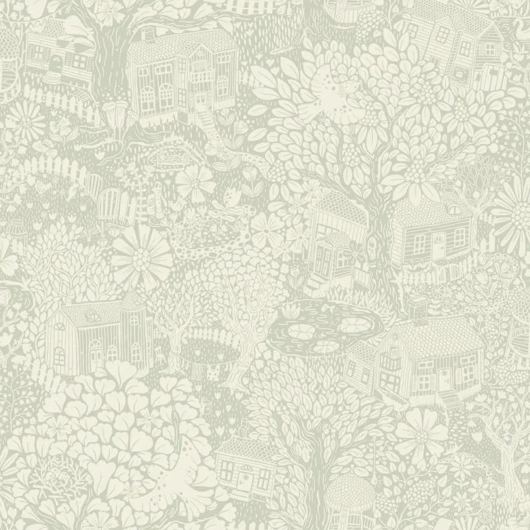 Bygga Bo Woodland Village Wallpaper - Seafoam — Ảnh 2