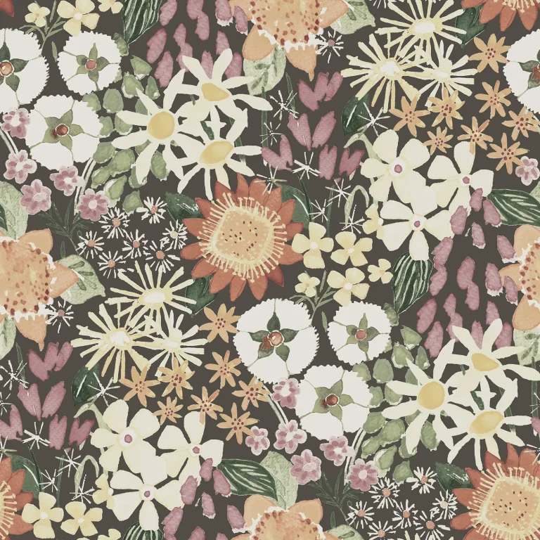 Karina Wildflower Garden Wallpaper - Raspberry — Image 4