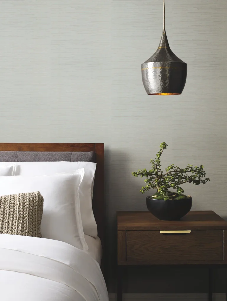 Ribbon Bamboo Wallpaper - White/Silver — Image 4