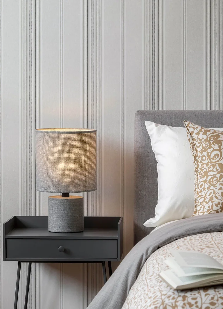 Chesapeake Calvados Linen Stripe Wallpaper - Grey — Image 4