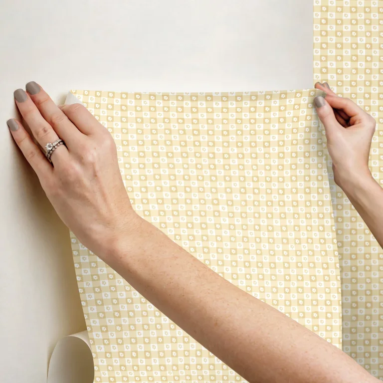 Rifle Paper Co. Daisy Gingham Floral Check Peel and Stick Wallpaper - Yellow — Ảnh 3