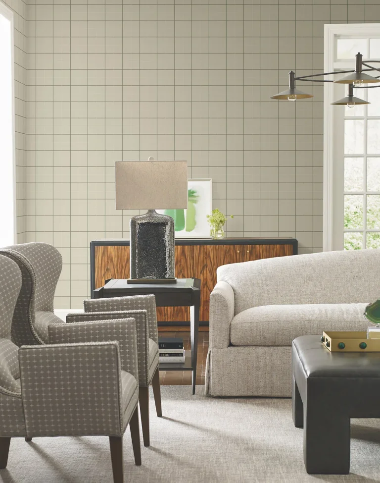 Ronald Redding Tattersall Plaid Wallpaper - Light Brown — Ảnh 4