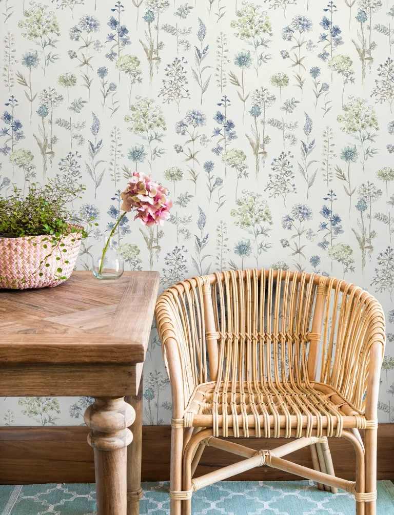 Chesapeake Bergamot Wildflower Wallpaper - Sea Green — Image 3