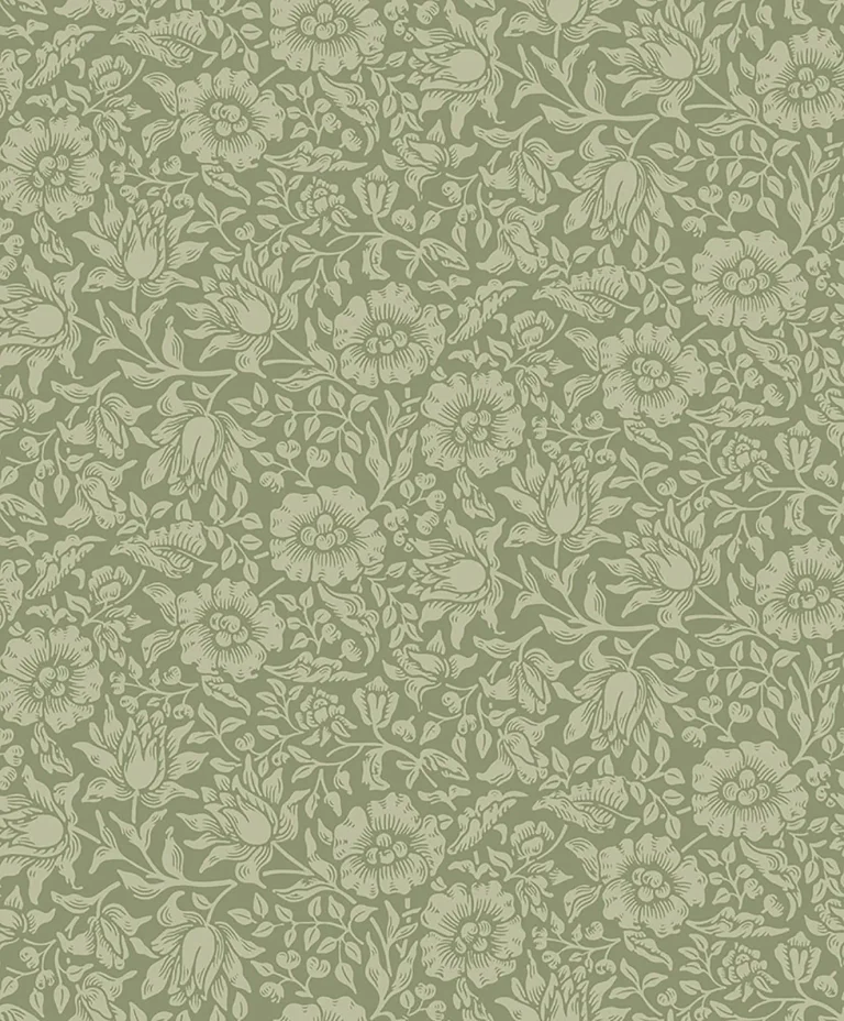 Mallow Floral Vine Wallpaper - Green — Ảnh 2