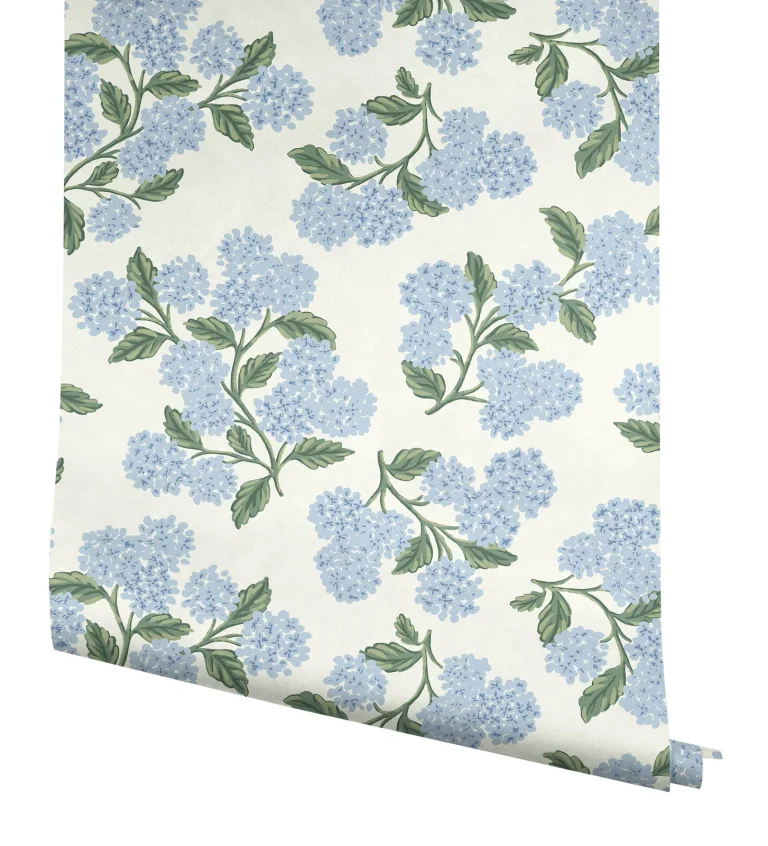 Rifle Paper Co. Hydrangea Peel and Stick Wallpaper - Blue & White — Ảnh 6