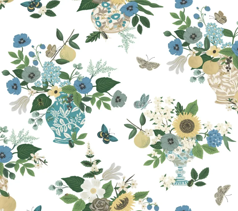 Rifle Paper Co. Flower Studies Wallpaper - Blue Multi — Ảnh 5