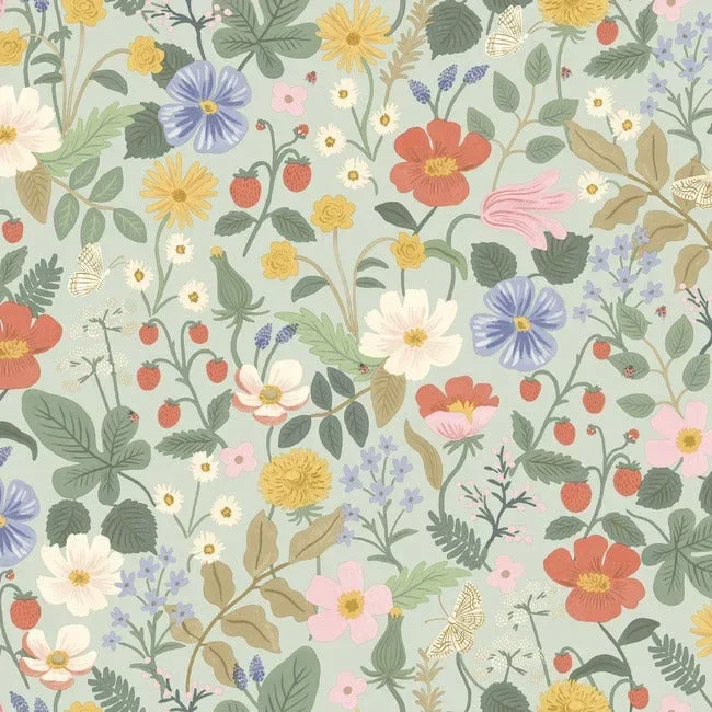 Rifle Paper Co. Strawberry Fields Wallpaper - Mint — Ảnh 4