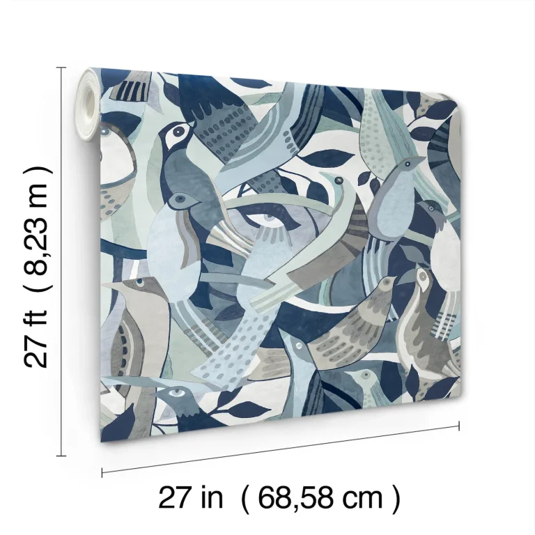 Fauvist Flock Wallpaper - Blue — Image 8