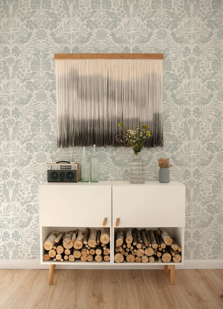 Nestle Bird Block Print Wallpaper - Light Grey — Ảnh 2