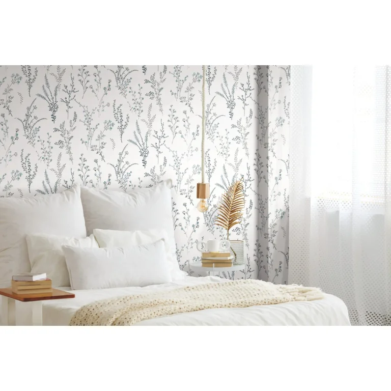 Wildflower Sprigs Wallpaper - Blue/Green — Ảnh 2