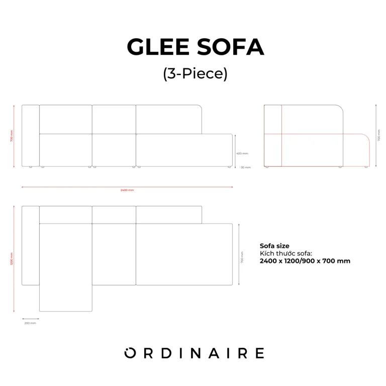 GLEE SOFA (3-Piece Sectional) — Image 6