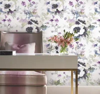 Garden Anemone Peel and Stick Wallpaper - Lilac/Green
