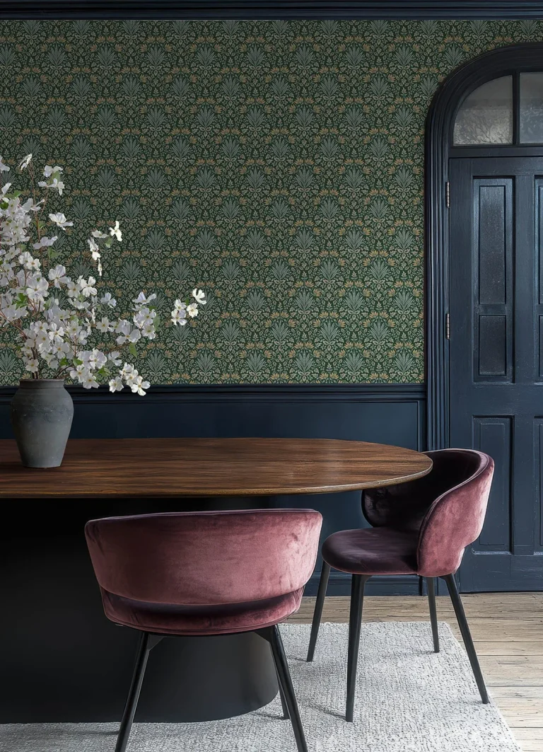 Chris Loves Julia Woodbury Floral Damask Wallpaper - Evergreen — Ảnh 4