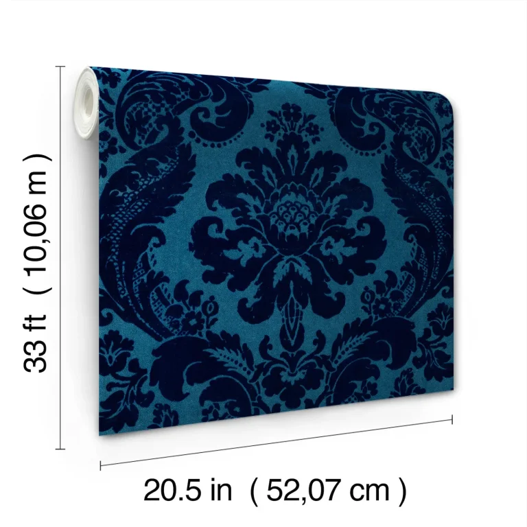 Shadow Flocked Damask Wallpaper - Blue and Teal — Ảnh 4