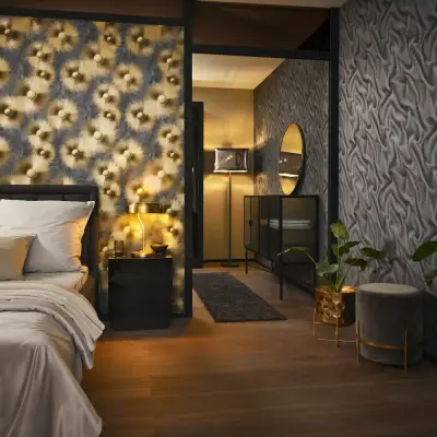 Elle Decoration 2 - 10191-15 Fabric - Black & Gold