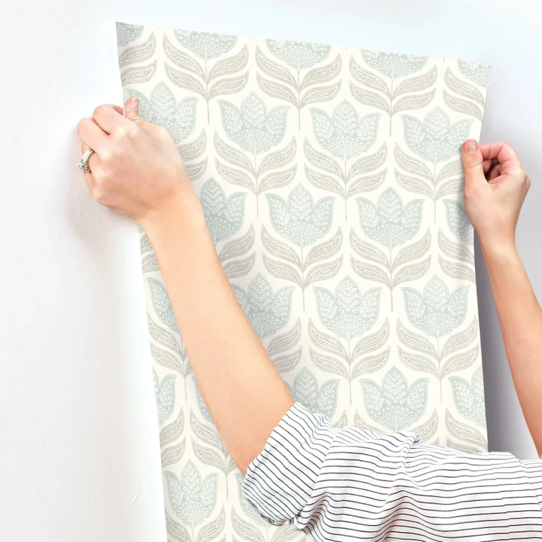Chesapeake Cathal Tulip Block Print Wallpaper - Aqua — Ảnh 6
