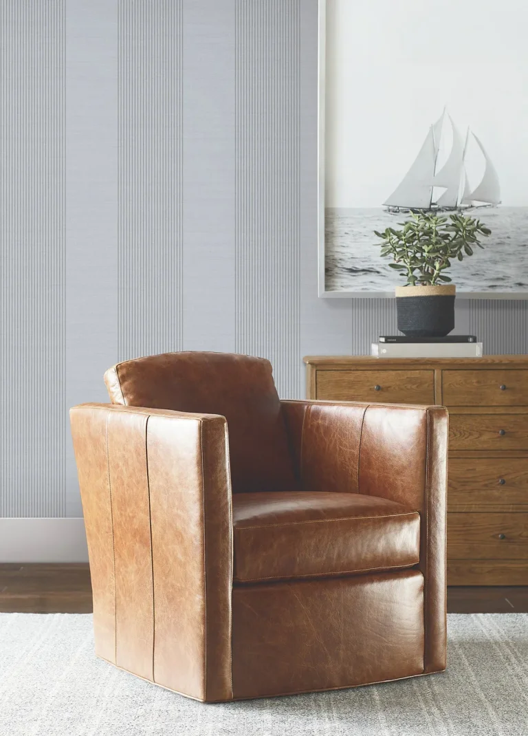 Ronald Redding Archer Stripe Faux Linen Wallpaper - Blue — Ảnh 5