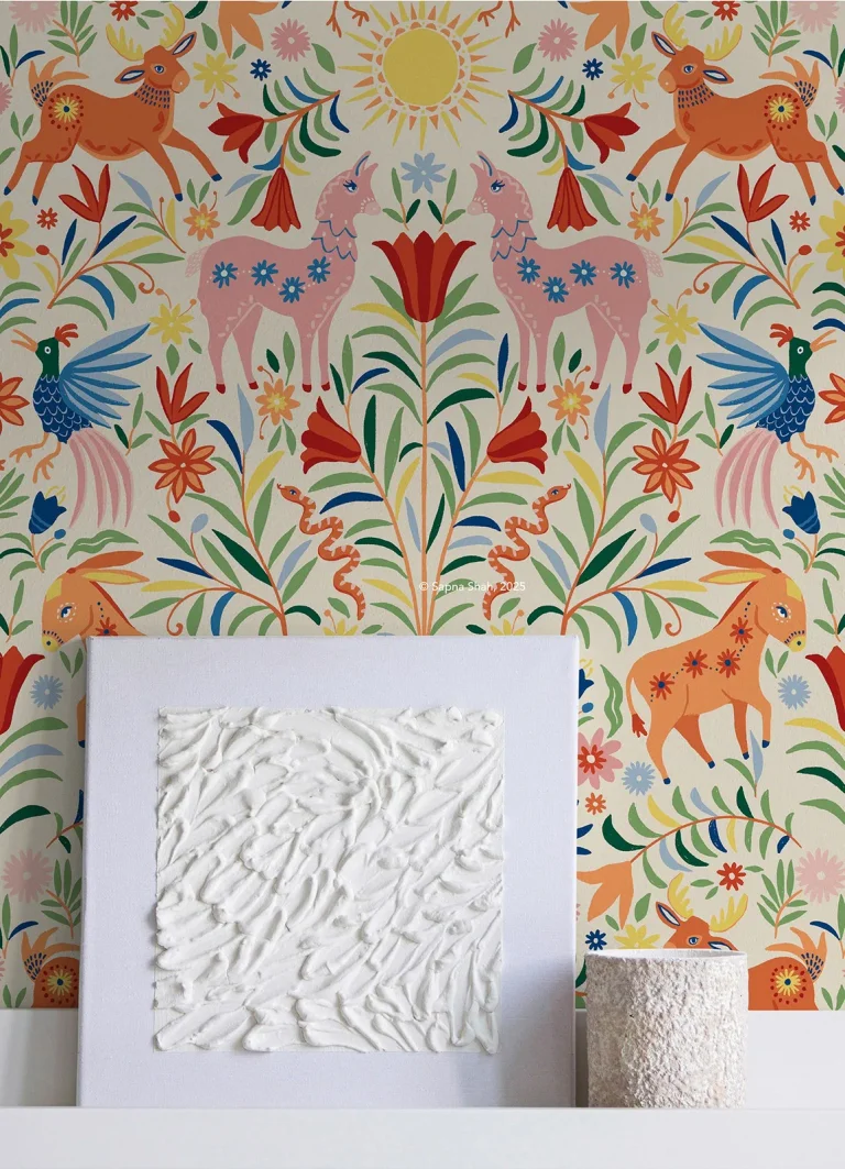 Whimsical Creatures Peel and Stick Wallpaper - Cream — Ảnh 5