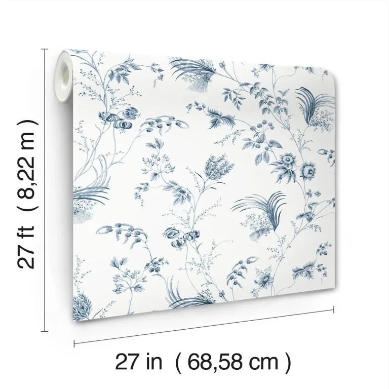 Ronald Redding Floral Lace Wallpaper - Navy — Ảnh 6
